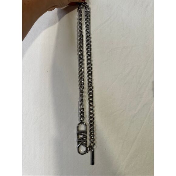MICHAEL KORS logo silver metal chain link adjustable belt - Picture 1 of 6